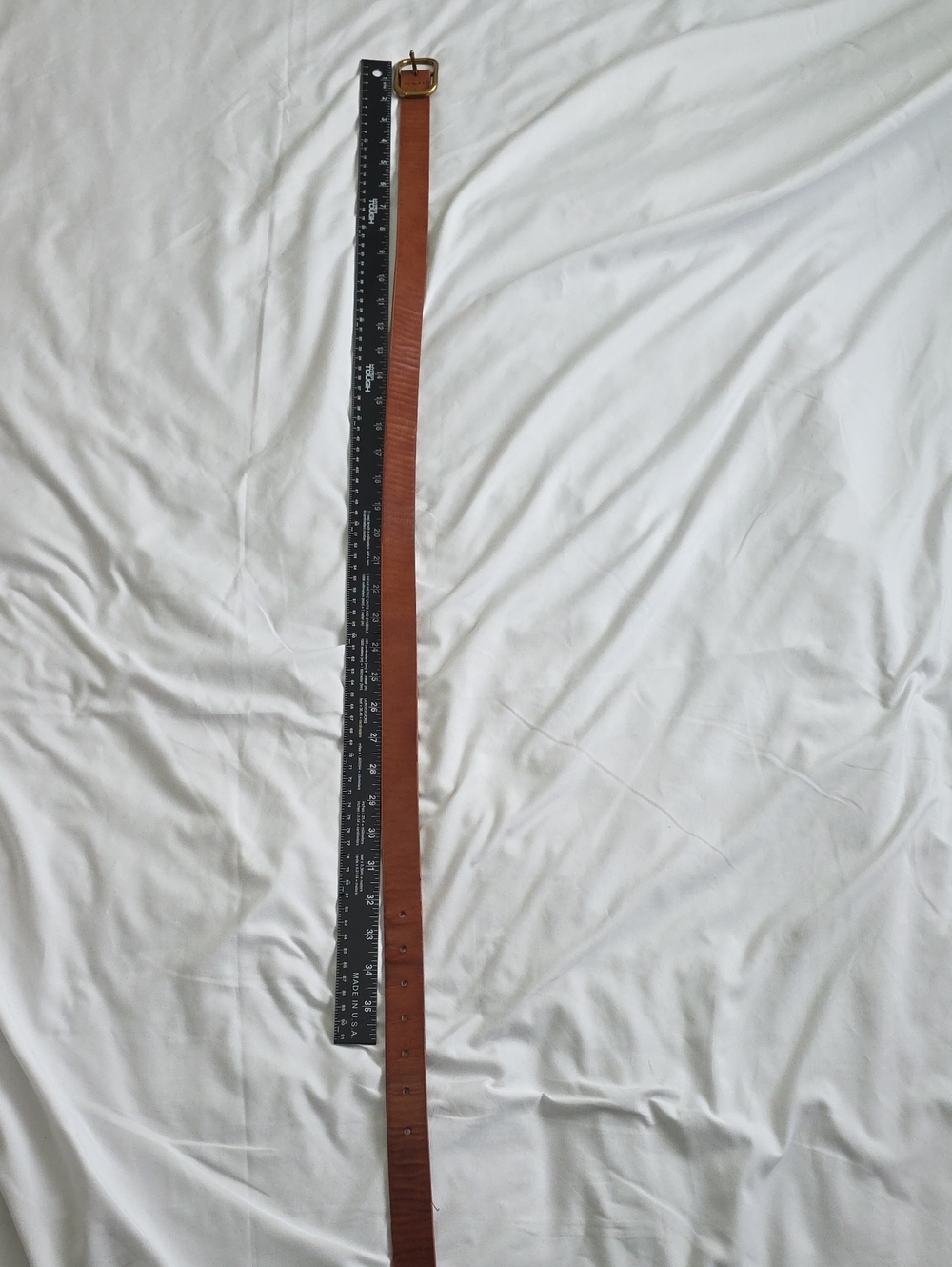 Women's Brown Leather Belt with Brass Buckle